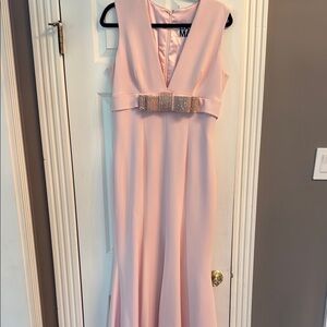 Lucian Matis Pink Sleeveless V-neck Maxi Gown